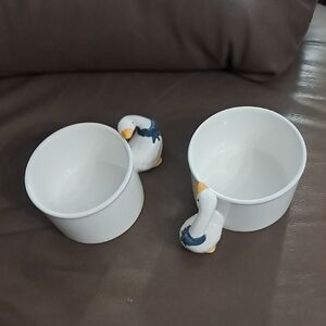 House Of Lloyd White Ceramic Duck Handle Ramekins - Set of 2